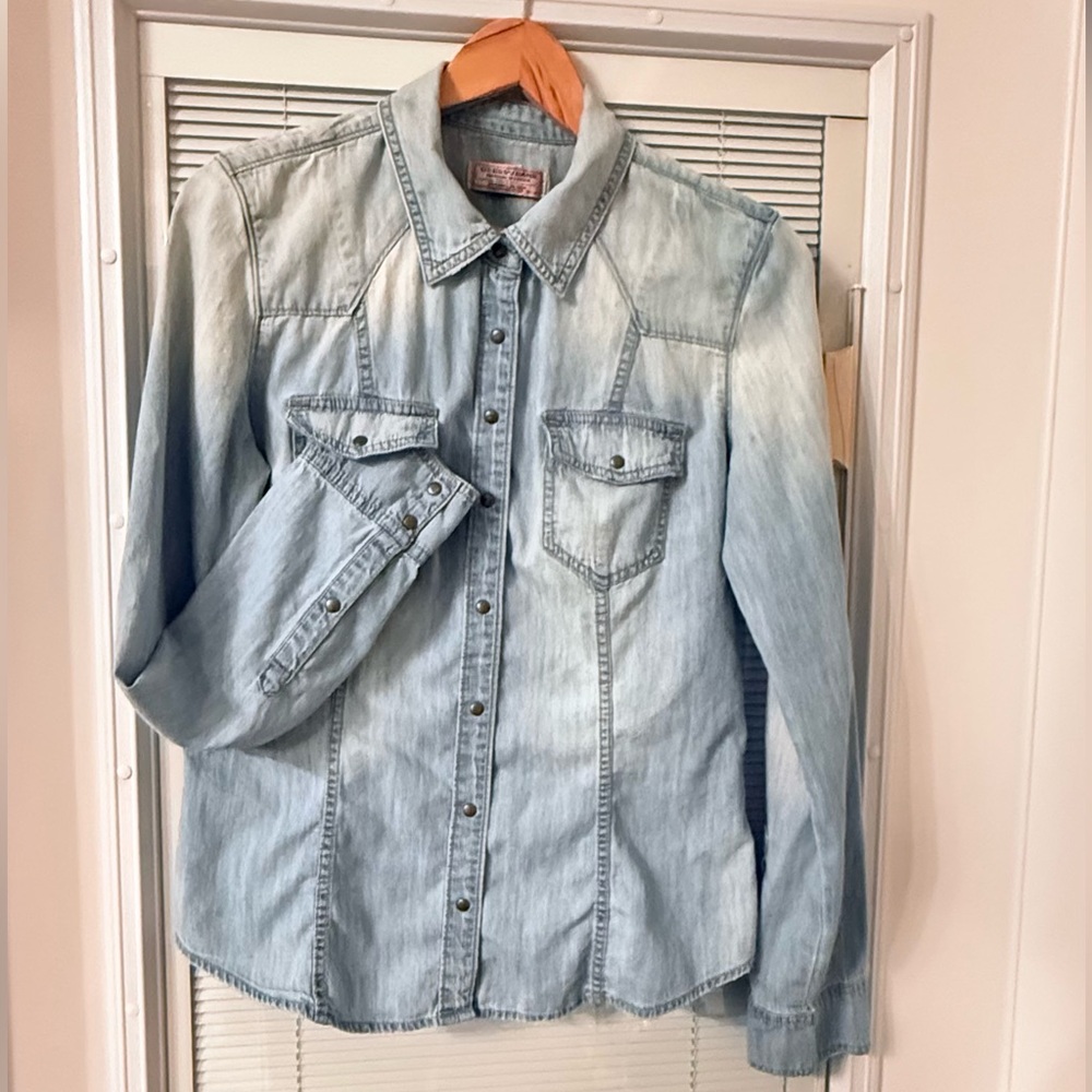 Guess Light Blue Western Denim Top